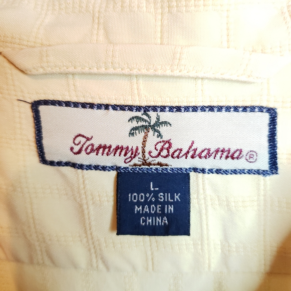 Tommy Bahama Yellow Islander Rider Button-down 100% Silk Large - Picture 3 of 5